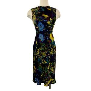Erdem Silk Abstract Floral Print Multicolor Dress Made in France Designer | US 4